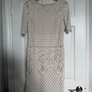 Donna Ricco White Lace Long Sleeve Dress